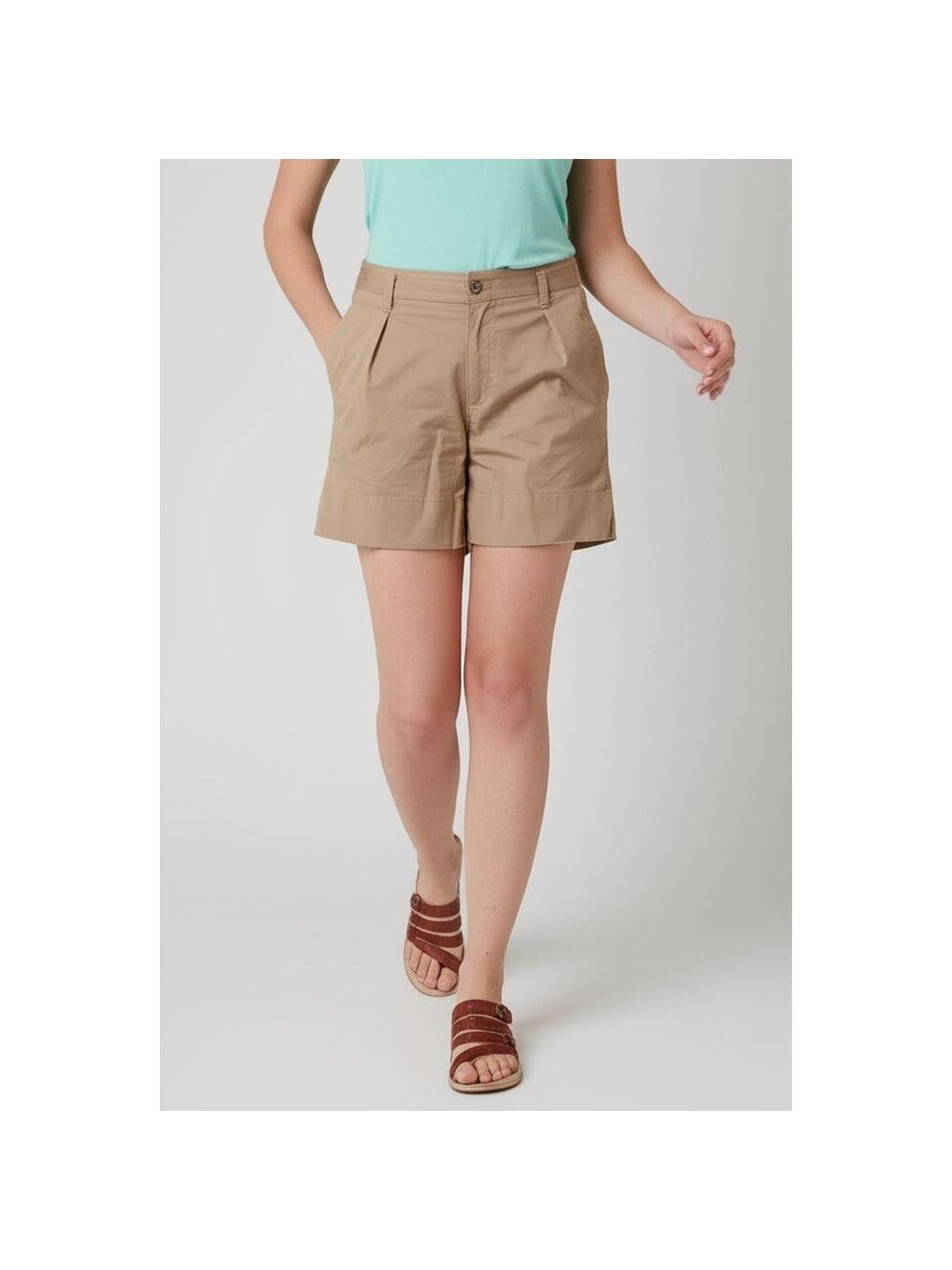 Banana Republic Shorts Womens Size 6L Khaki Chino Pleated Flat Front Stretch Cas